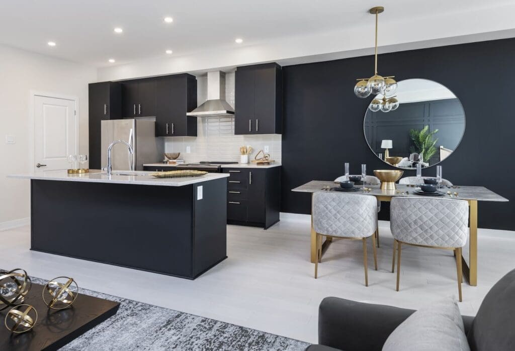 kitchen with dark cabinets