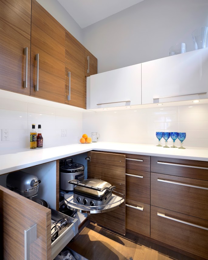 Kitchen with built-in storage in cabinets